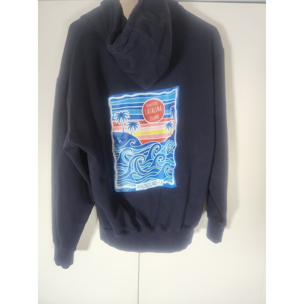 Vintage Catalina Island California Hoodie Medium Navy Blue Avalon Island CA - Picture 4 of 6